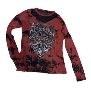 Affliction Dissident Exclusive Red Black Biker Punk Grunge Y2K Women's New Tee